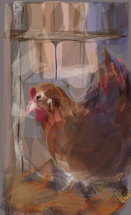 Цифровое искусство под названием "Re-poule..." - Jacky Patin, Подлинное произведение искусства