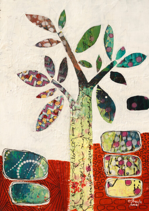 제목이 "Le printemps est ar…"인 미술작품 Chantal Proulx로, 원작, 아크릴 나무 들것 프레임에 장착됨