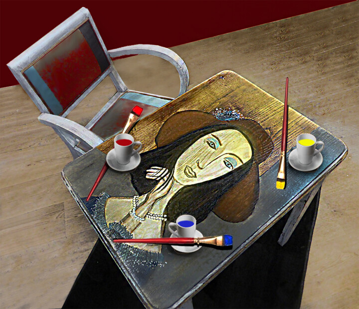Digitale Kunst getiteld "Trois " Modigliani…" door Philippe Renou, Origineel Kunstwerk, Foto Montage