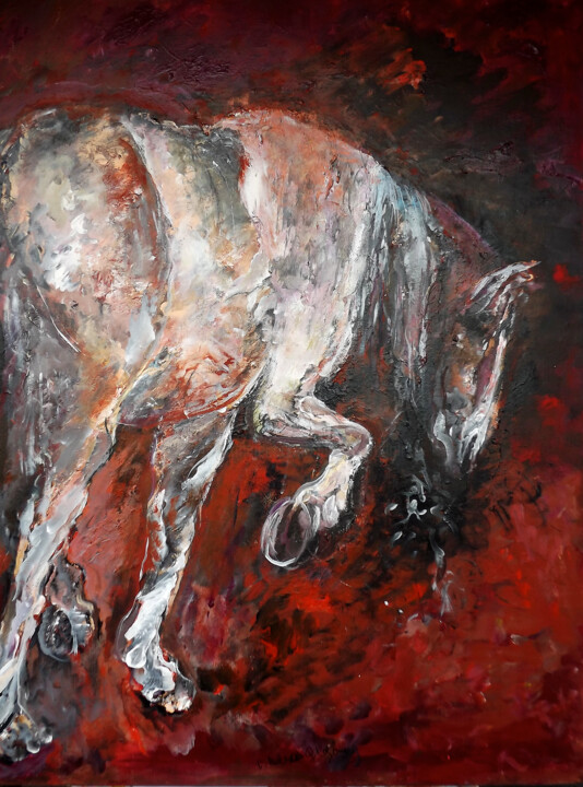 Schilderij getiteld "0826-18-cheval-d-ap…" door Claudine Gregoire, Origineel Kunstwerk