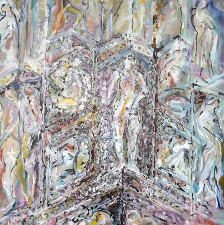 Картина под названием "0895-19-Les-saints-…" - Claudine Gregoire, Подлинное произведение искусства, Акрил