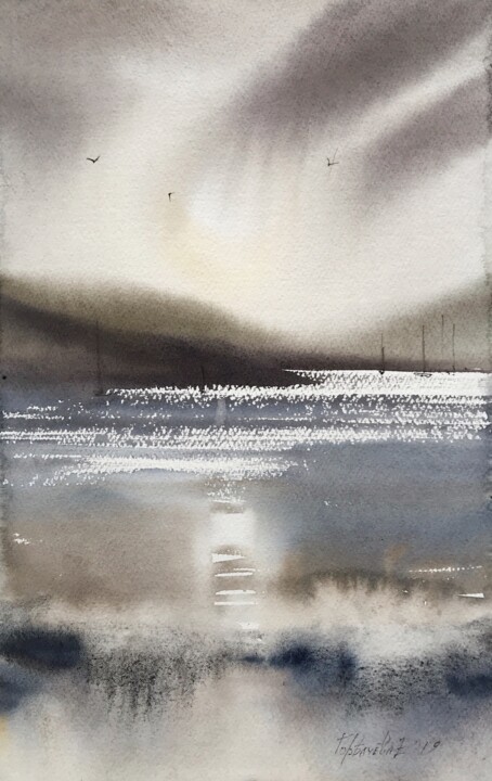 Peinture intitulée "Northern seascape #3" par Eugenia Gorbacheva, Œuvre d'art originale, Aquarelle