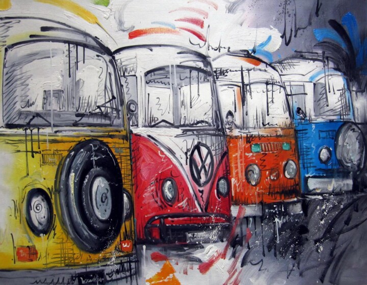 Pintura titulada "Bus #101" por Lermay Chang, Obra de arte original, Oleo