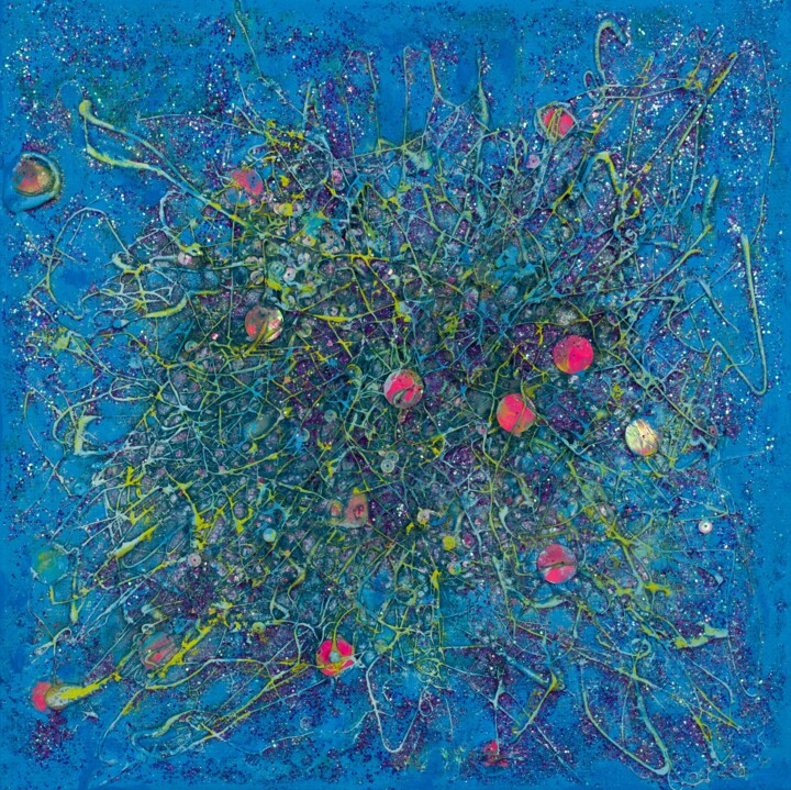 Peinture intitulée "Cosmic Waves" par Pamela Rys, Œuvre d'art originale, Acrylique