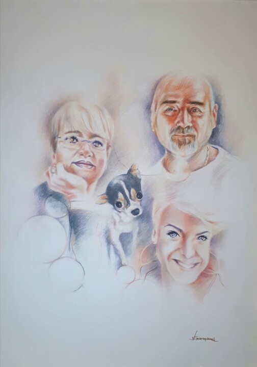 Peinture intitulée ""Paola, Federica, R…" par Valerio Scarapazzi, Œuvre d'art originale, Pastel