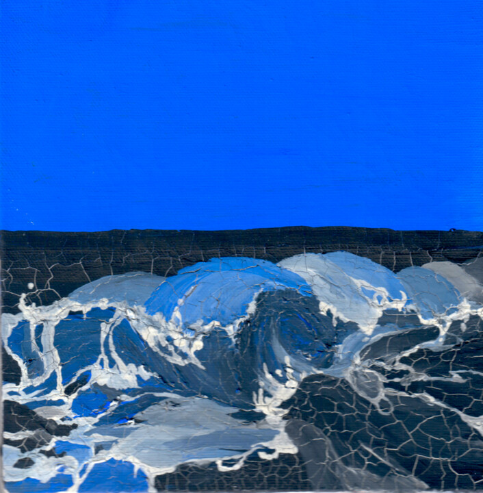 Painting titled "Vague Bleue" by Nelson Canelle, Original Artwork, Gouache
