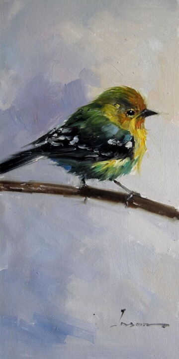 Pintura titulada "Sparrow #208" por James Shang, Obra de arte original, Oleo Montado en Bastidor de camilla de madera