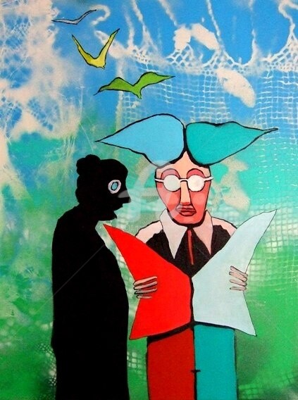 Картина под названием "Ragots" - Bernard Maricau, Подлинное произведение искусства