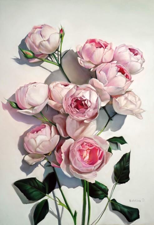 Peinture intitulée "Pale Roses" par Oxana Babkina, Œuvre d'art originale, Pastel