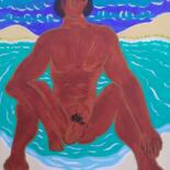 Painting titled "A la plage 1" by Stephane Renaud, Original Artwork, Acrylic