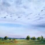 Painting titled "Field and sky #3" by Eugenia Gorbacheva, Original Artwork, Watercolor