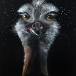 Painting titled "Ostrich - Autruche" by Betty Styranec, Original Artwork, Watercolor