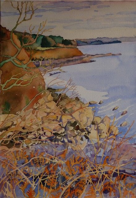 aquarelle, Près du Bindy, Logonna Daoulas, Rade de Brest
