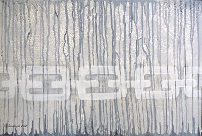 Grey subjective abstract painting on wood SIXTY SHADES OF GREY,  Copyright Hemu Aggarwal, 2015