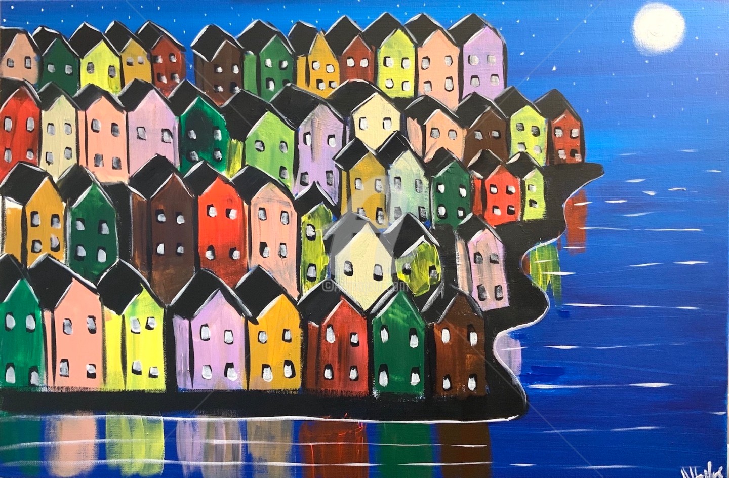 little-rainbow-houses-5-pintura-por-aisha-haider-artmajeur