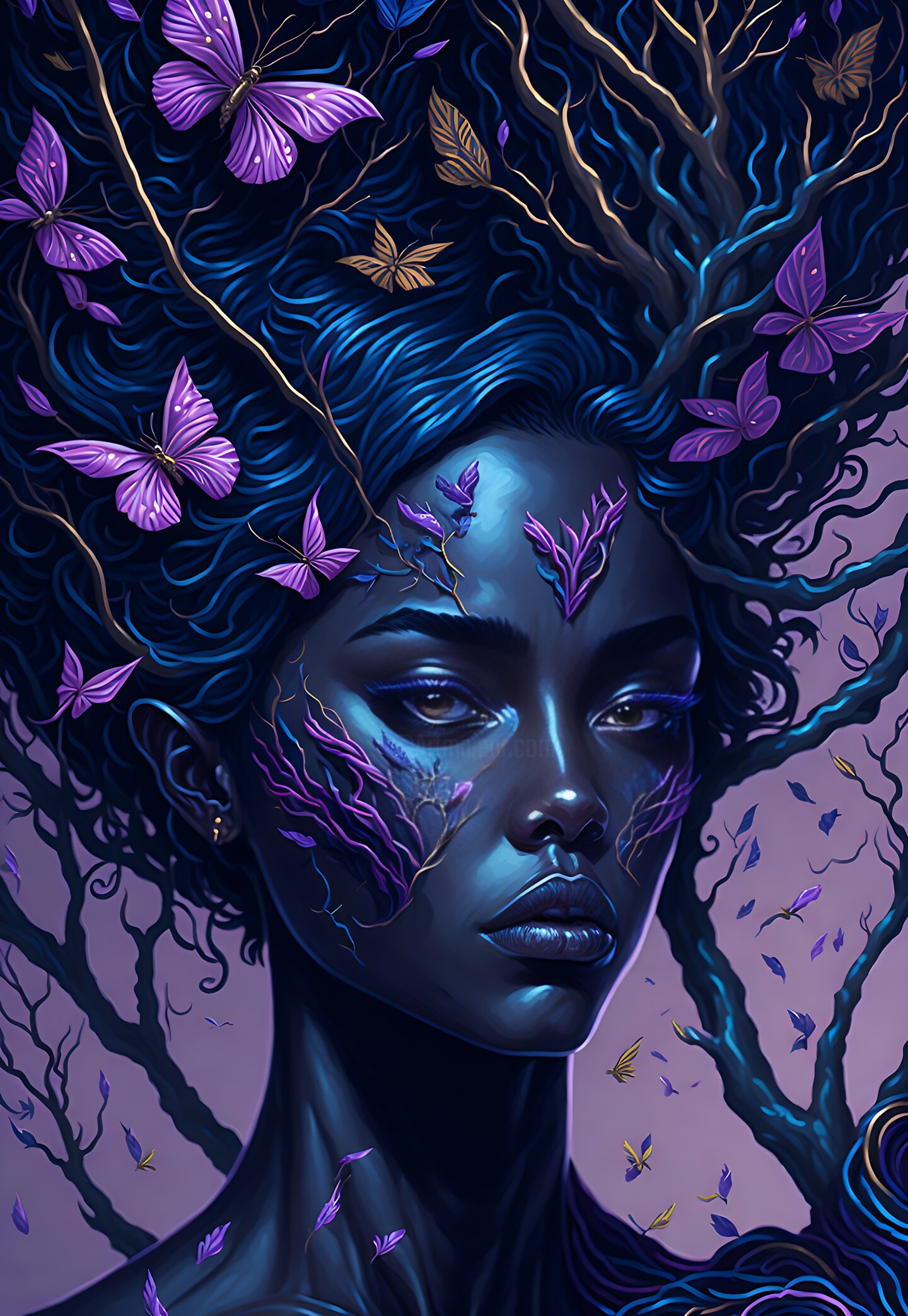 Woman Portrait Illustration With Abstrac, Digital Arts by Albertbs