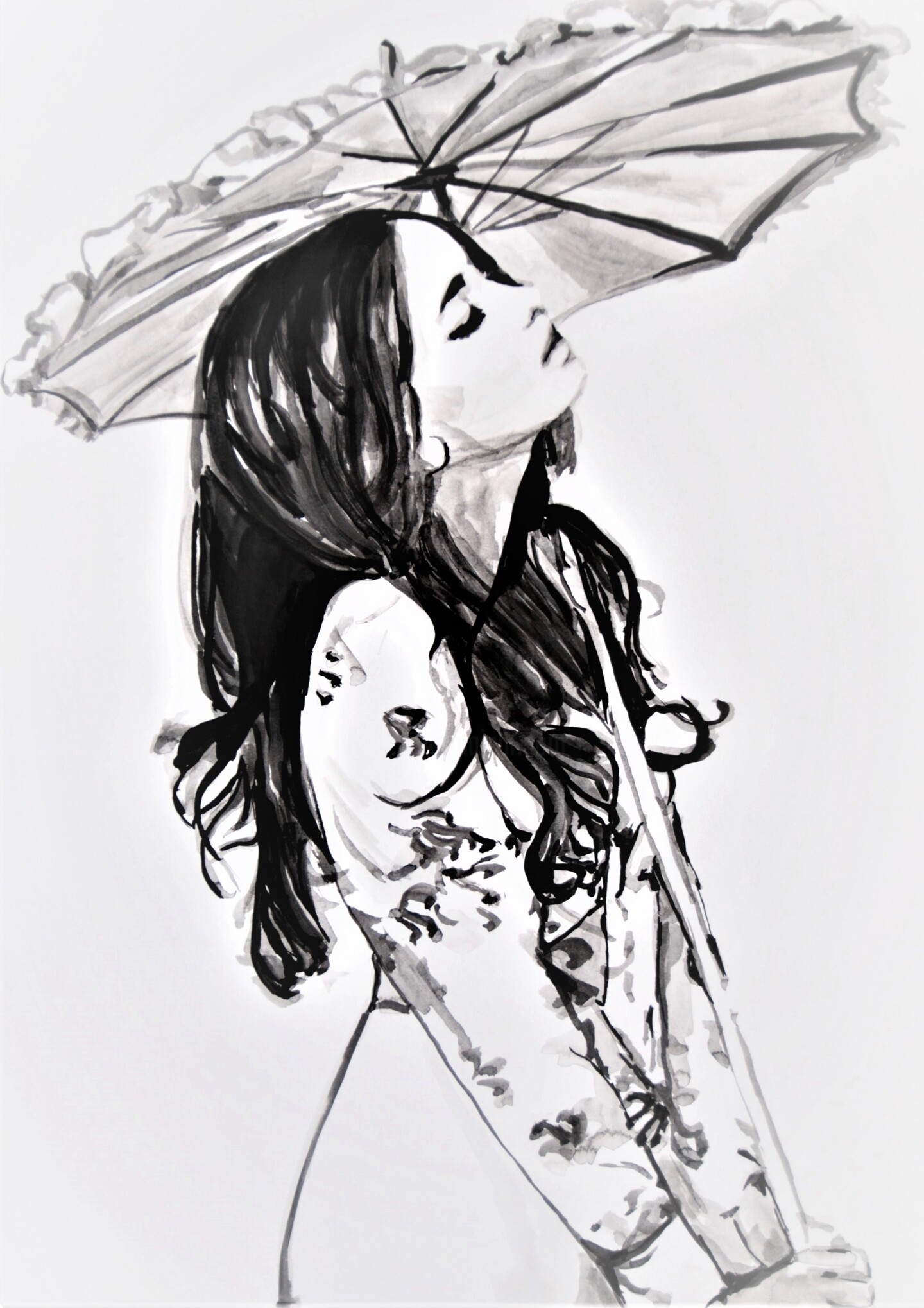 Girl With Umbrella 70 X 50 Cm Drawing By Alexandra Djokic Artmajeur Girl With Umbrella 70 X 50 Cm Drawing By Alexandra Djokic Artmajeur