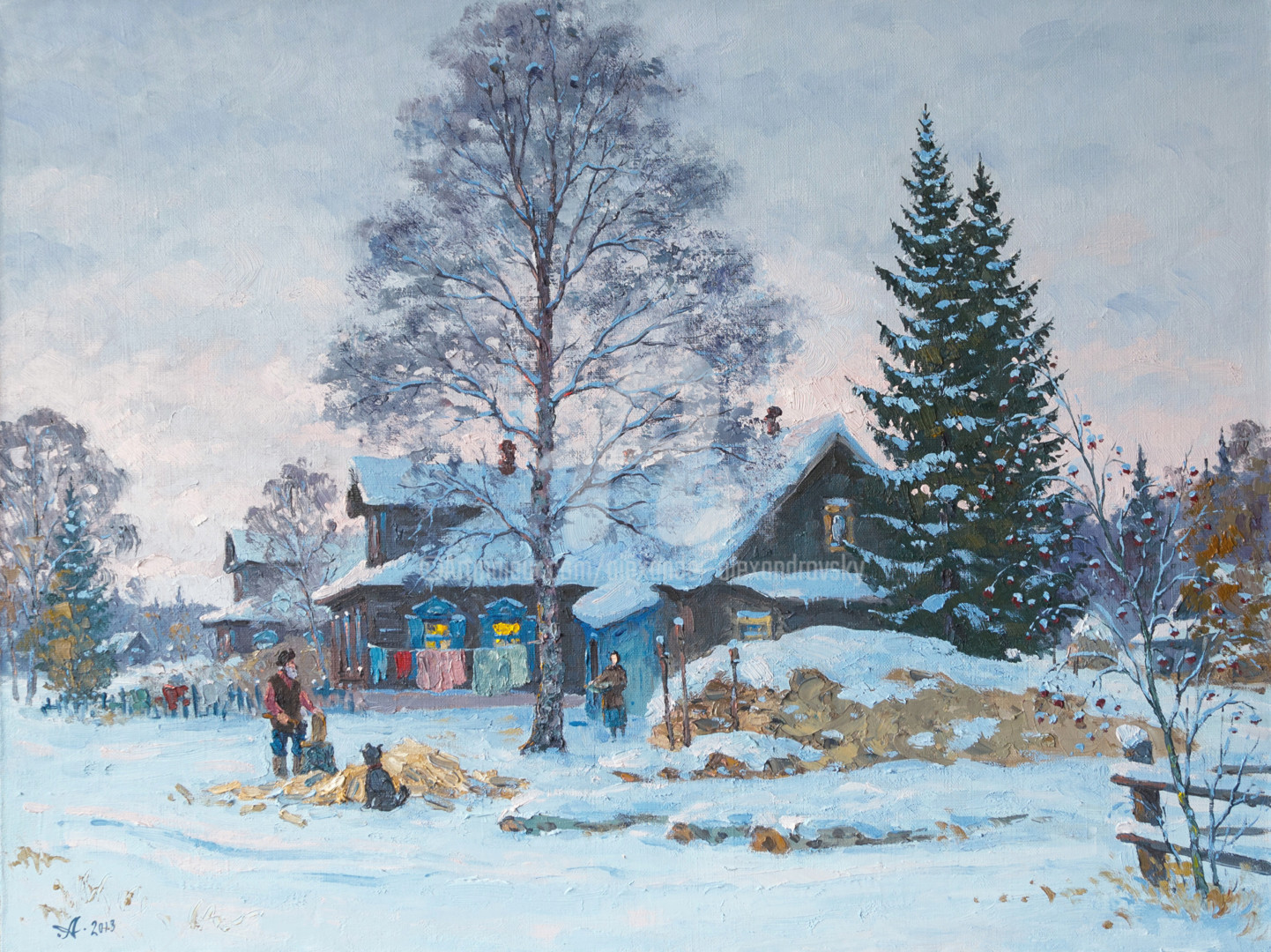 Деревня зимой картины