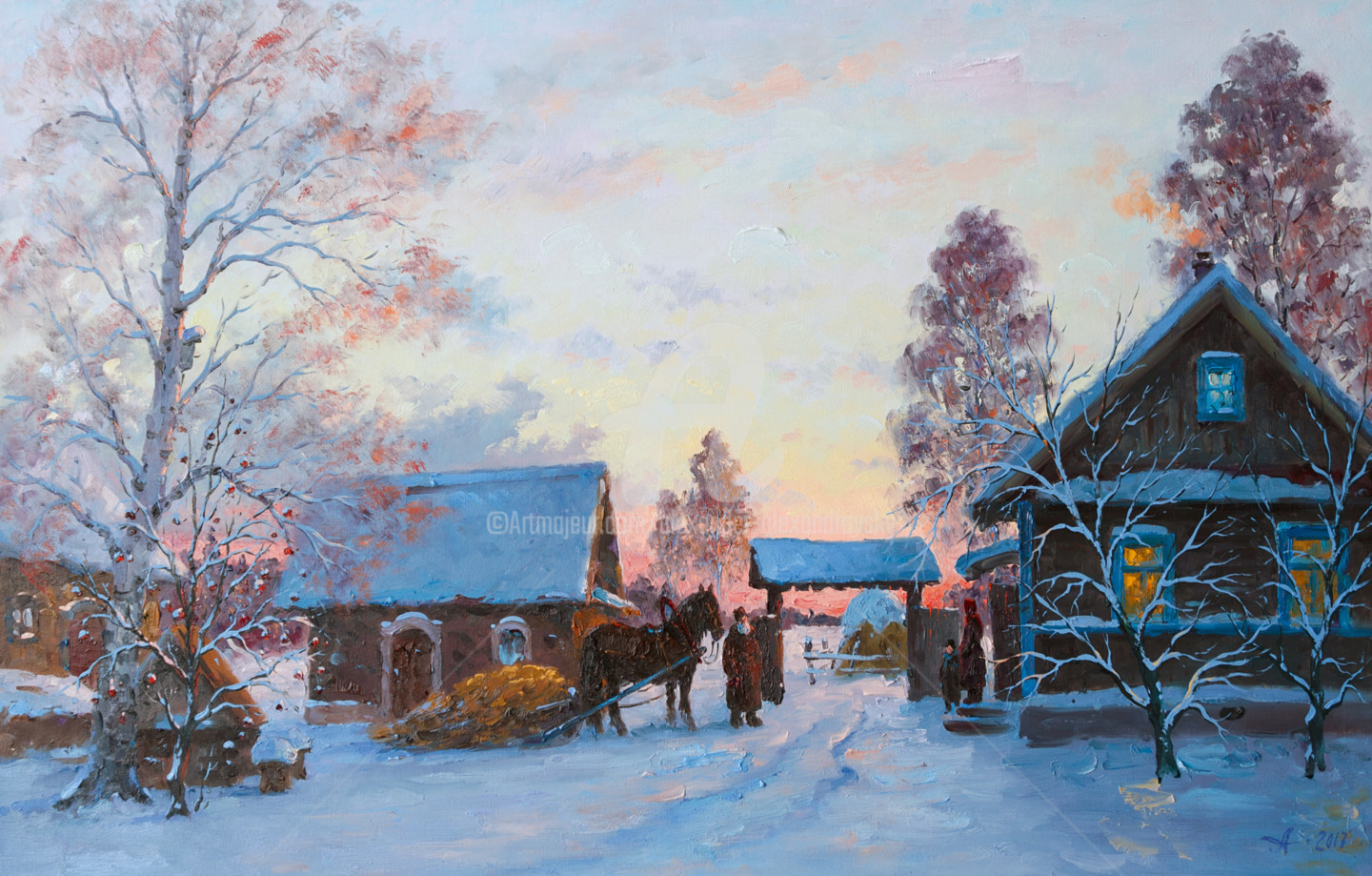 Александр Гассель художник Старая деревня зимой