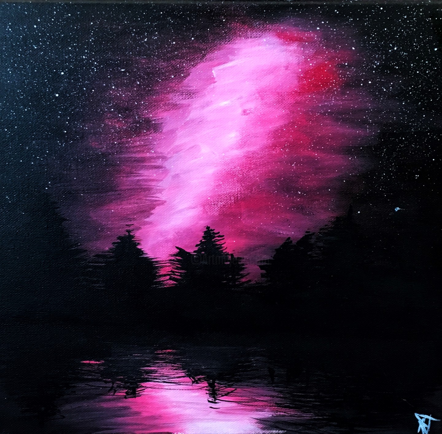 Galaxie Rose Painting By Amaelle Thibouret Artmajeur