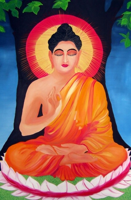 Meditation Of Boudha, Painting by Amelie Larche