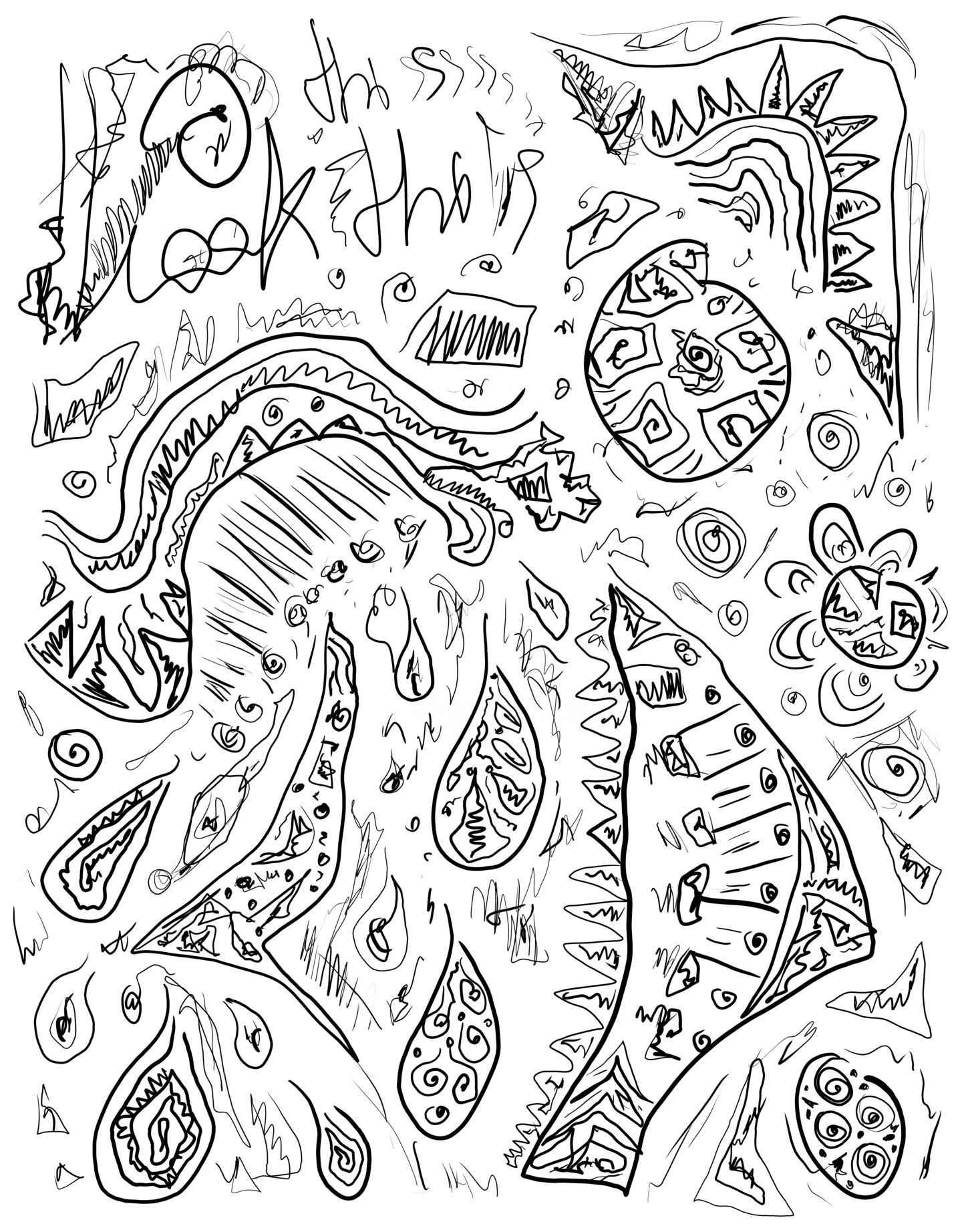 Abstract Floral Line Art In Black, Digital Arts by Ana Gratess Artmajeur