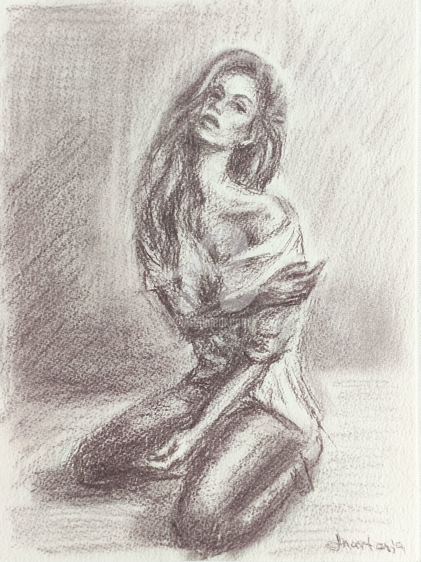 Sexy Girl In Jeans With Long Hair Sketch, Drawing by Anastasia Akunina |  Artmajeur