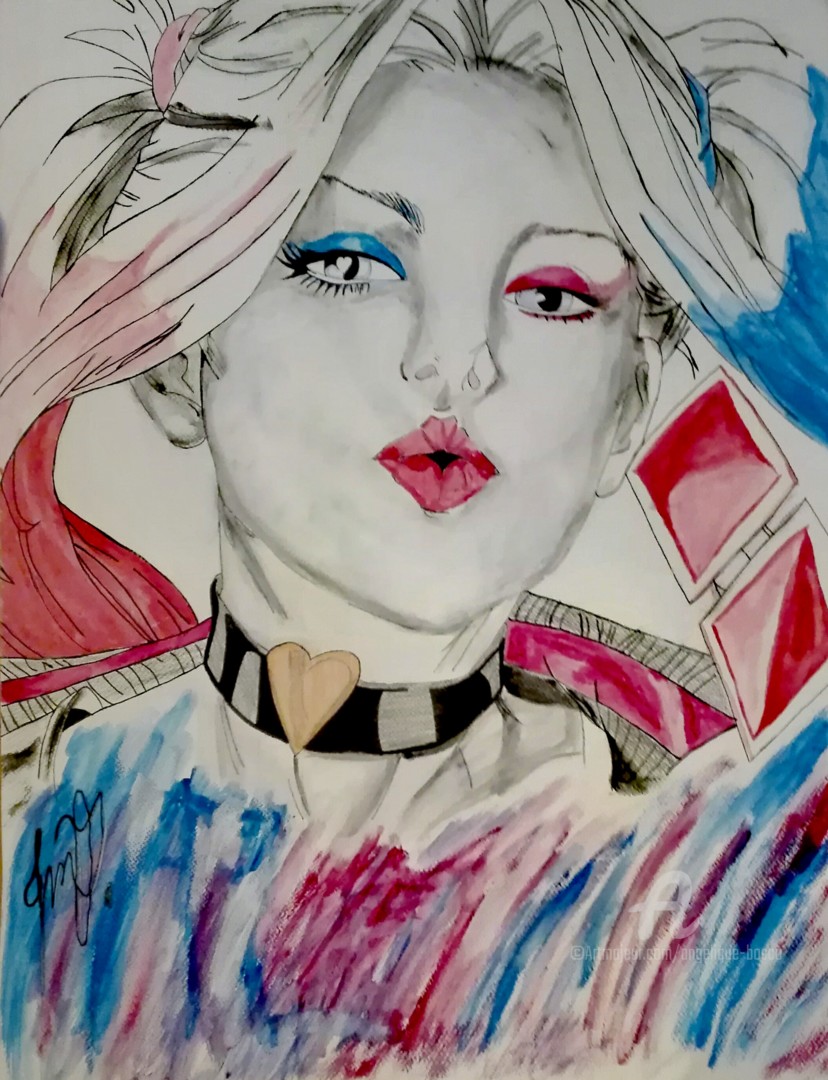 Harley Quinn, Tekening door Jean Marie Vandaele Artmajeur