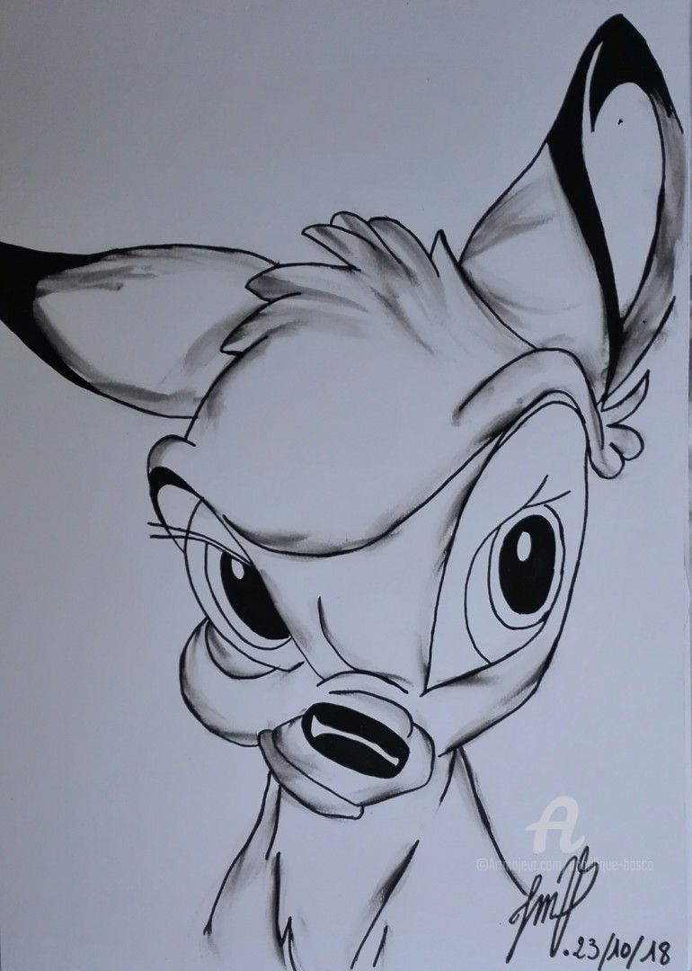 Bambi face Dessin  par Jean Marie Vandaele Artmajeur