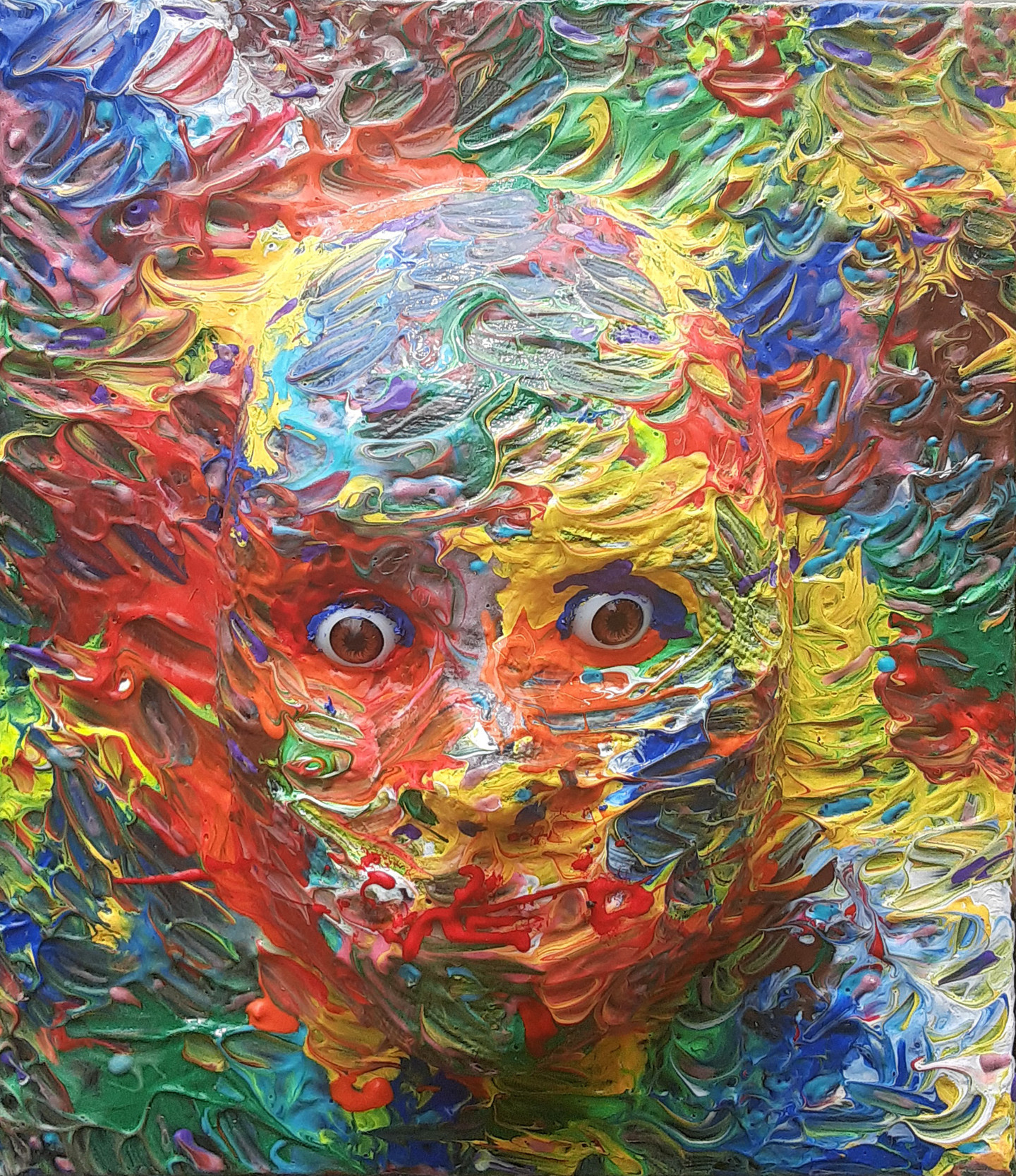 Face Art Wall Sculpture Original 12"X10", Sculpture by Anthony Saldivar