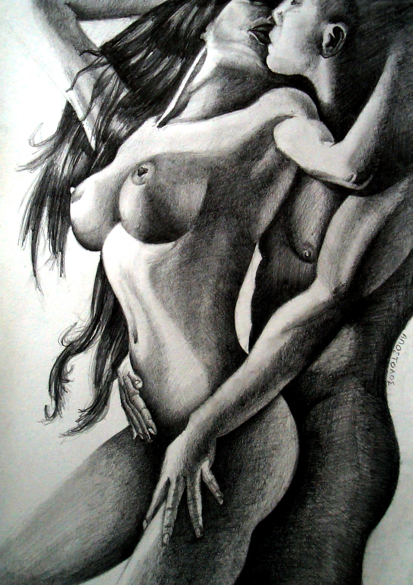 Passion And Pleasure, Drawing by Apostolos Gagastathis Artmajeur.