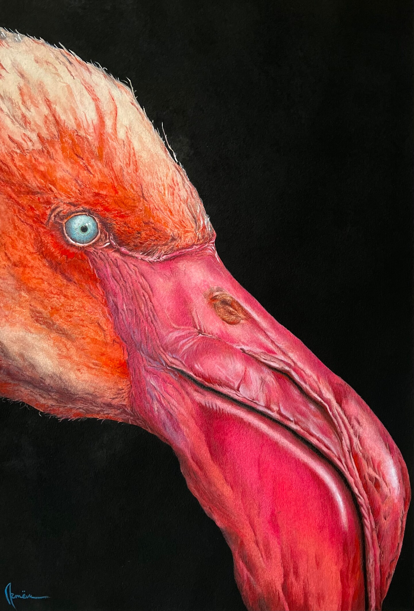Peuter Sijpelen veel plezier Flamingo, Schilderij door Artem Pavlyukov | Artmajeur