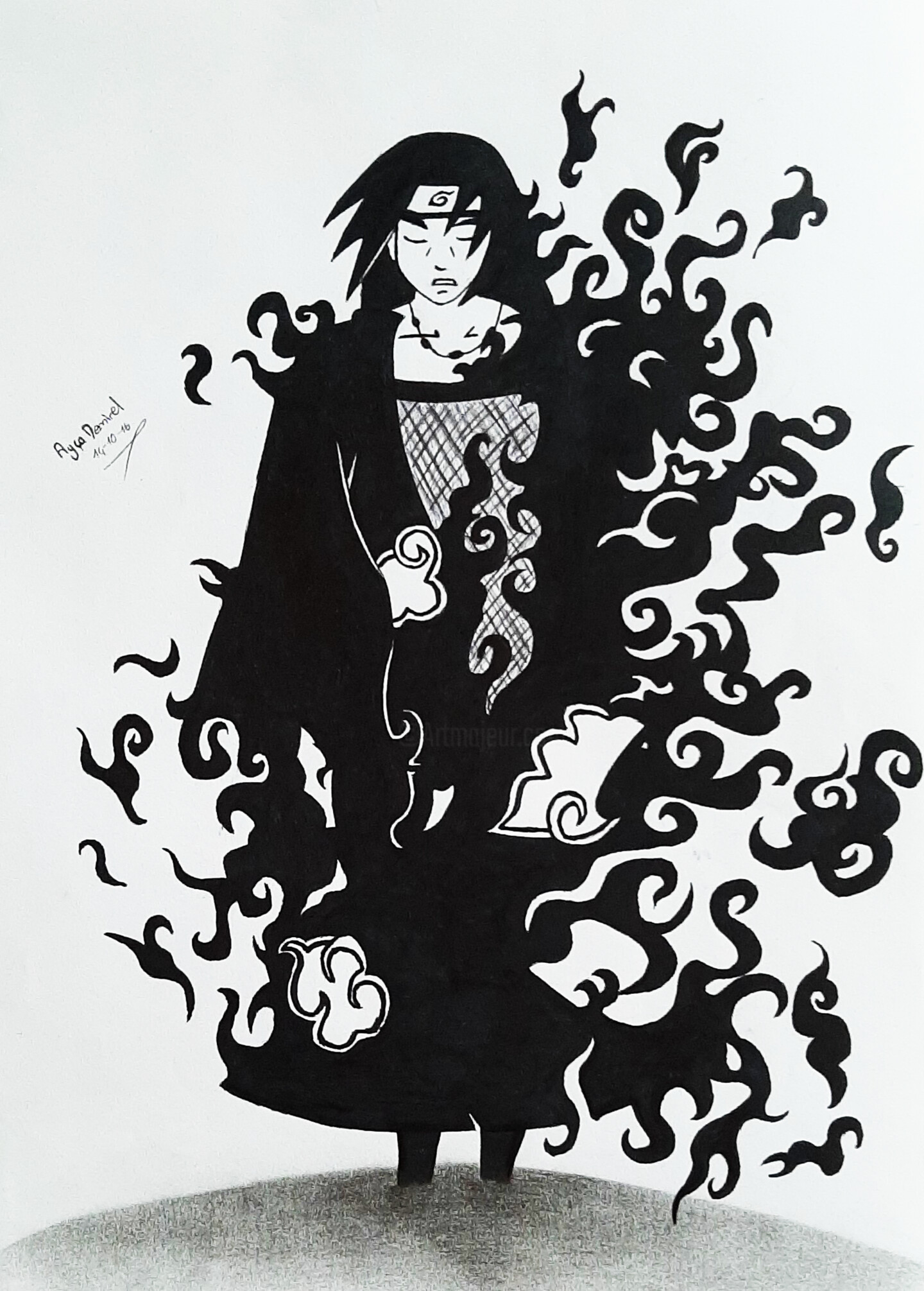 Itachi uchiha sketch original drawing on paper Stock Illustration