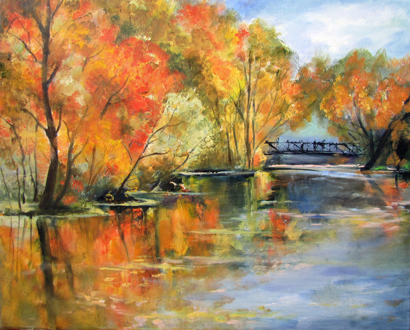 STUNNING AUTUMN LAKE PAINTING PICTURE PRINT