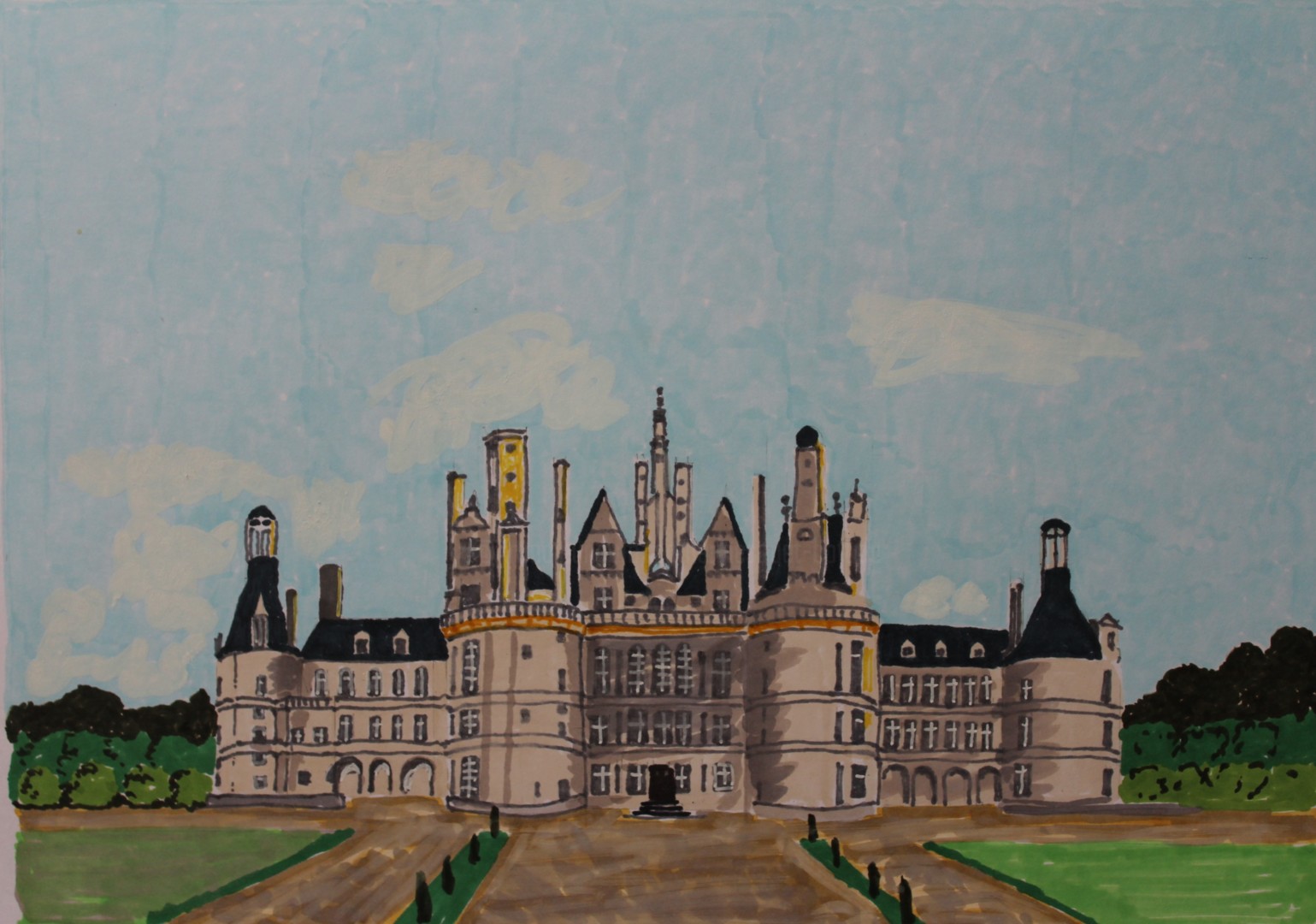 Le Chateau De Chambord Painting By Catherine Souet Bottiau Artmajeur Le Chateau De Chambord Painting By Catherine Souet Bottiau Artmajeur