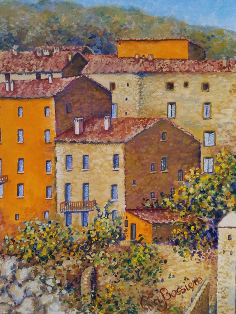 Sartene-Corse-Village-Perché, Peinture par Cécile Labossière