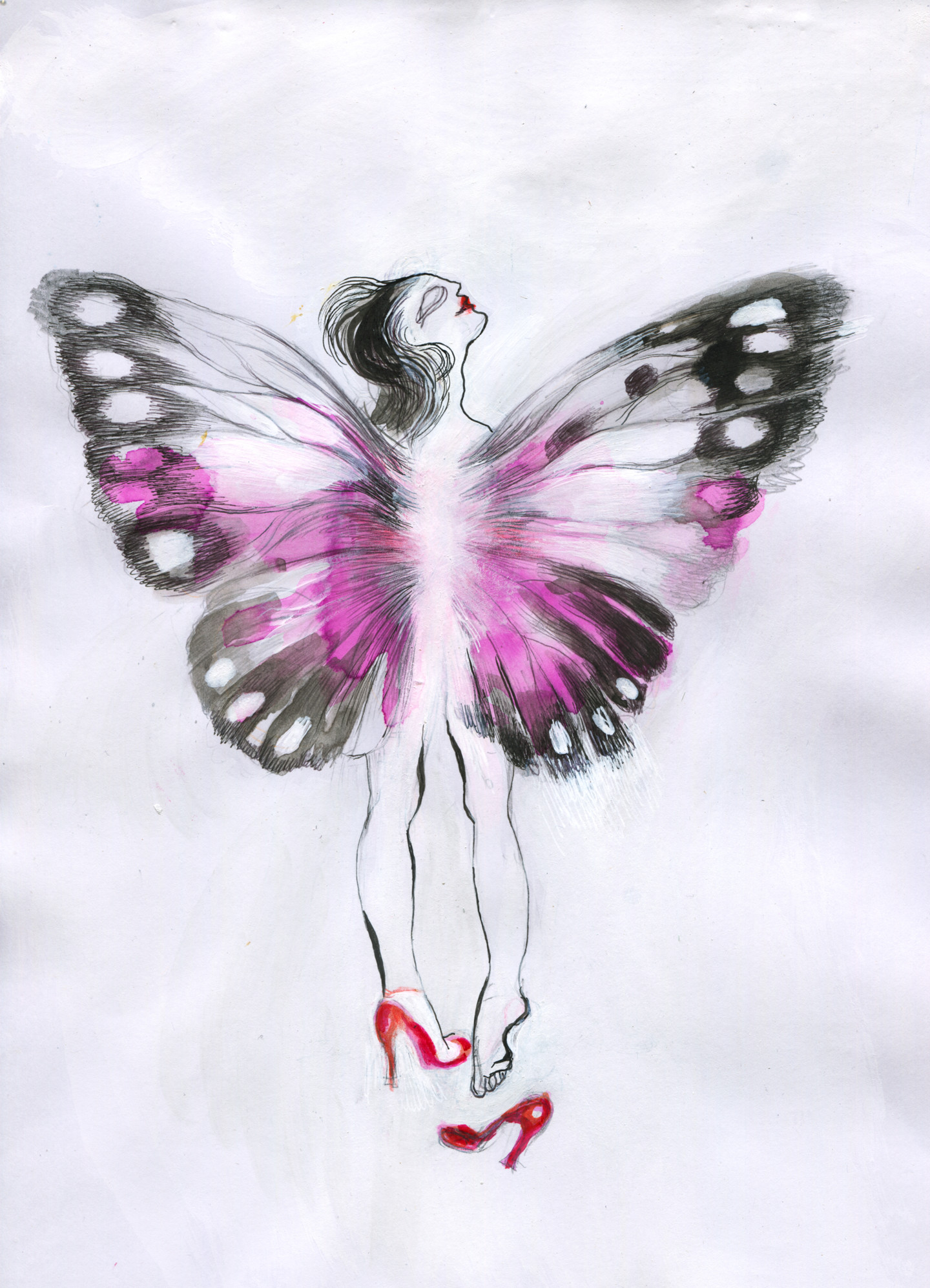 Butterfly Woman Drawing By Maria Cristina Cerminara Artmajeur
