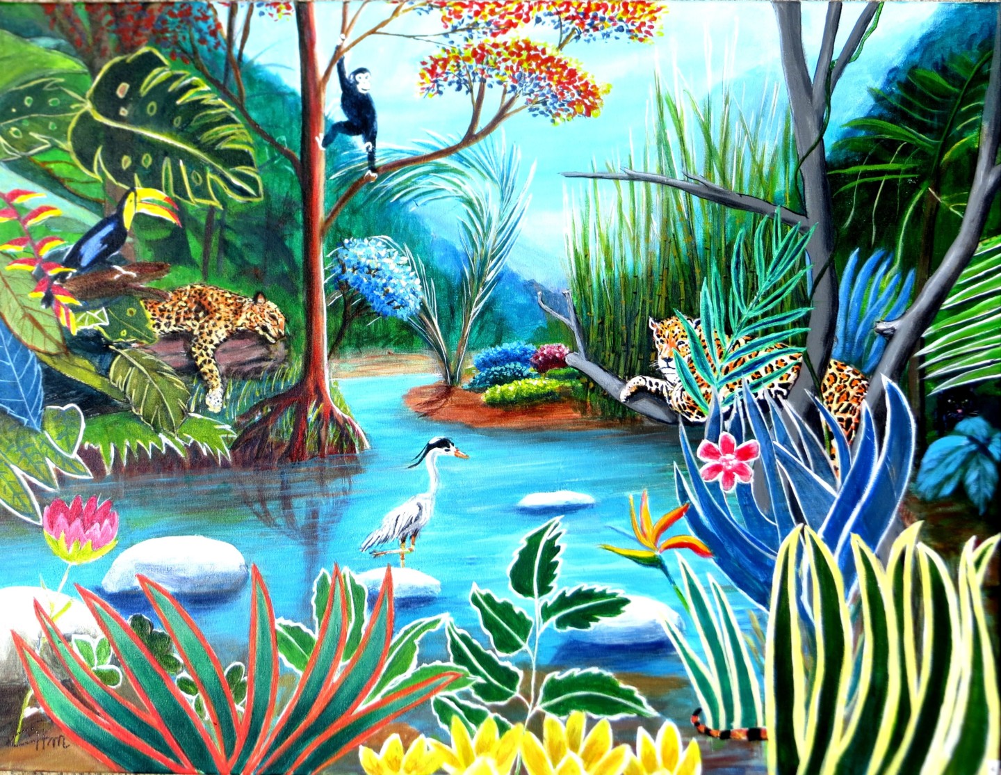Paisible Jungle Painting By Chantal Martin Chm Artmajeur Paisible Jungle Painting By Chantal Martin Chm Artmajeur