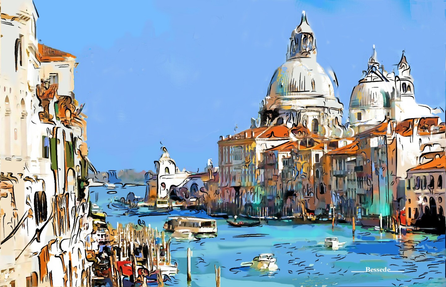 Peinture Numérique Canaux Et Maisons De Venise, Imitation