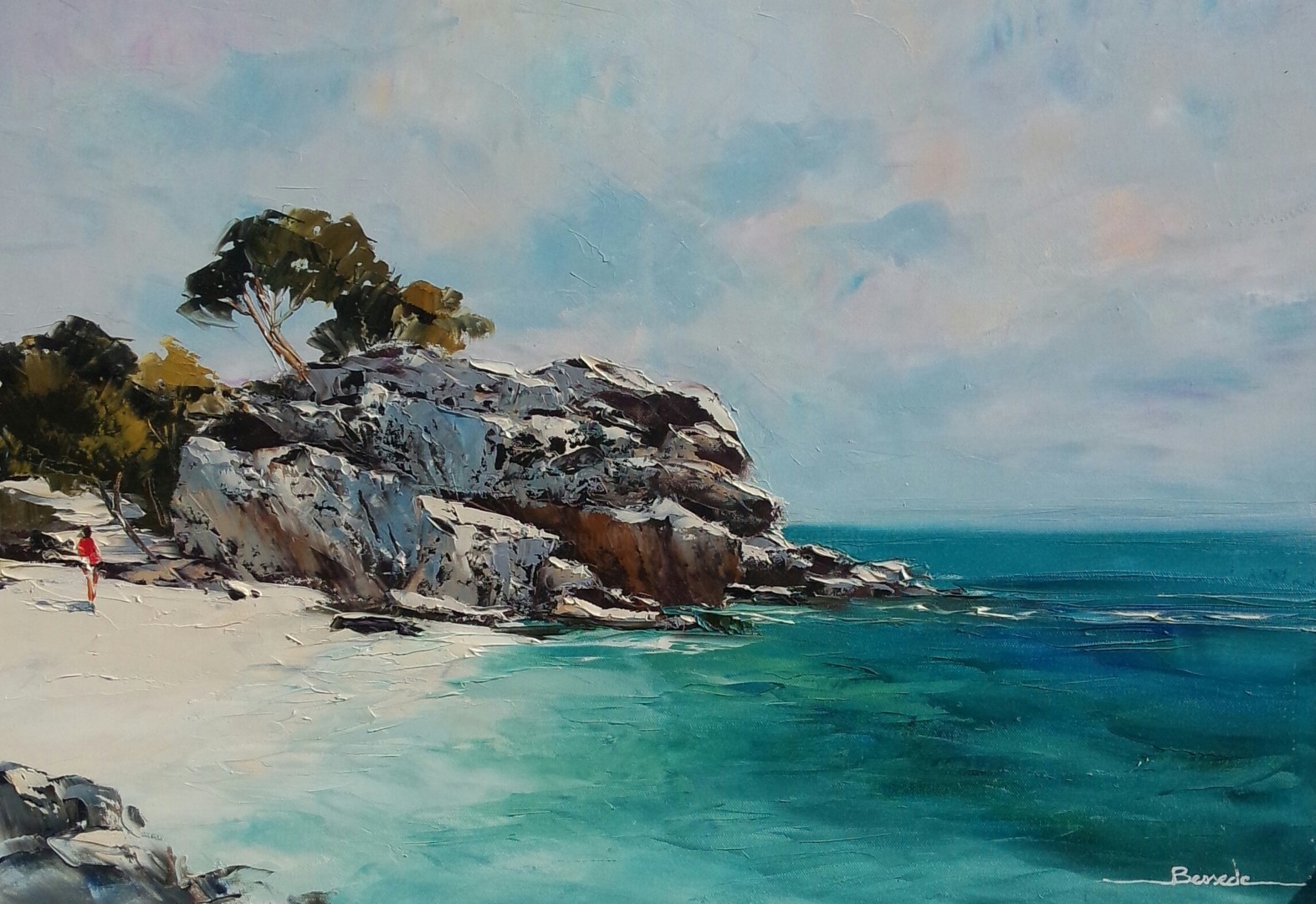 Soleil sur la crique paysage marin Peinture par Christian Bessede