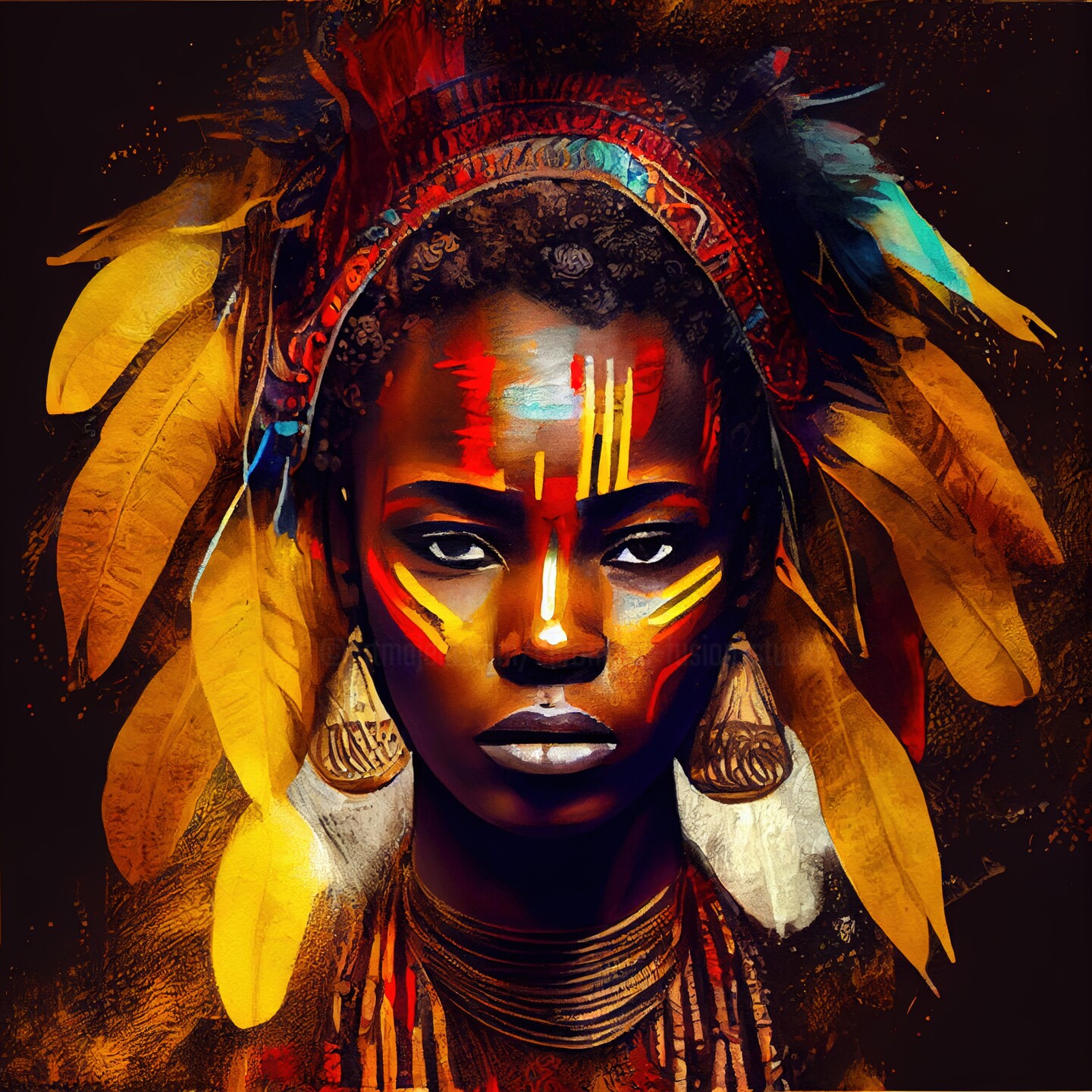 Powerful African Warrior Woman #2, Digital Arts by Chromatic Fusion Studio  | Artmajeur