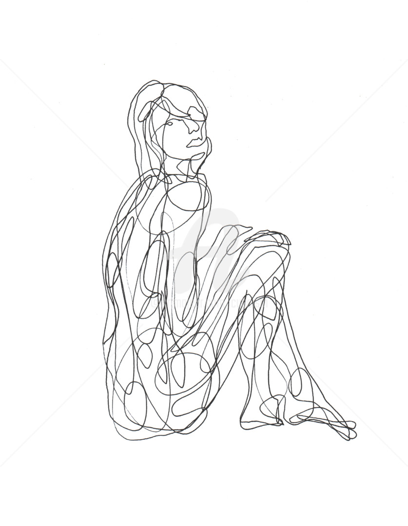 One line drawing woman 02 Drawing by Cuboism Artmajeur