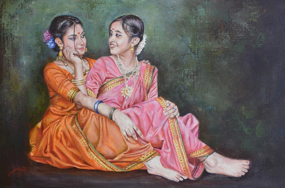 Sakhi Friendship Forever, Painting by Debojyoti Boruah | Artmajeur
