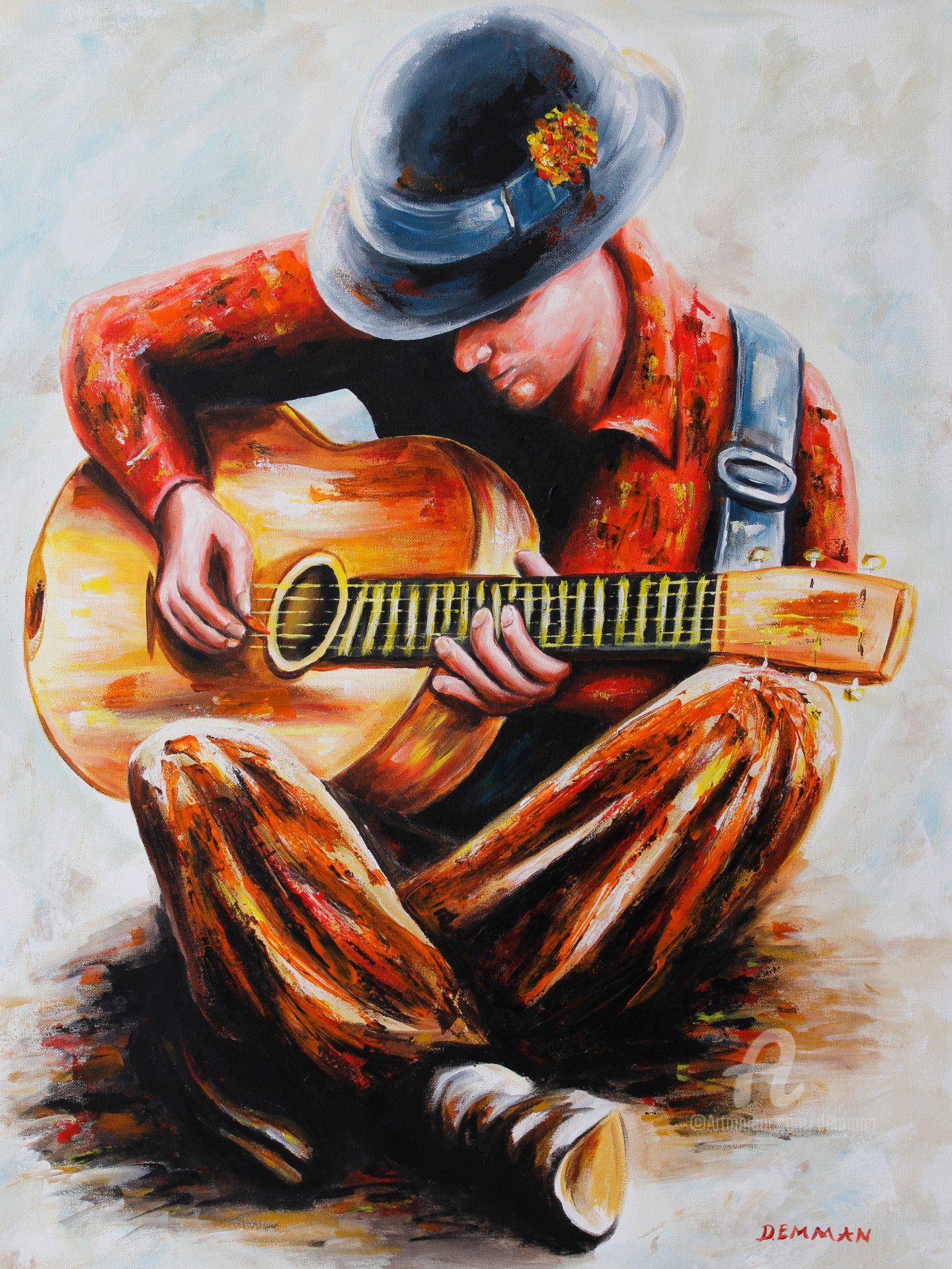 kassa importeren eetlust Guitar, Schilderij door Demman | Artmajeur