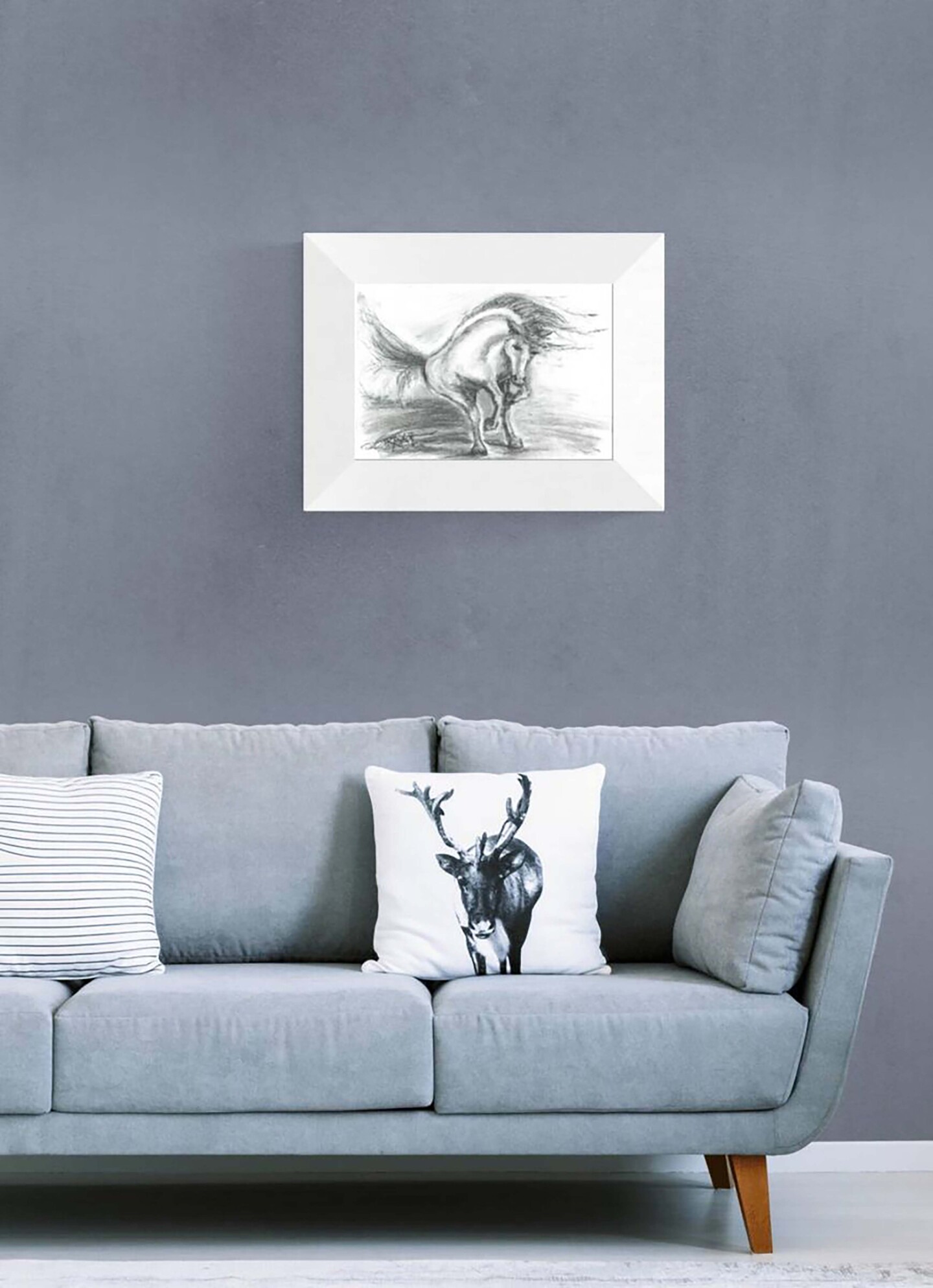 Original Artwork: Unconquered White Hors, Drawing by Diana Dimova ...