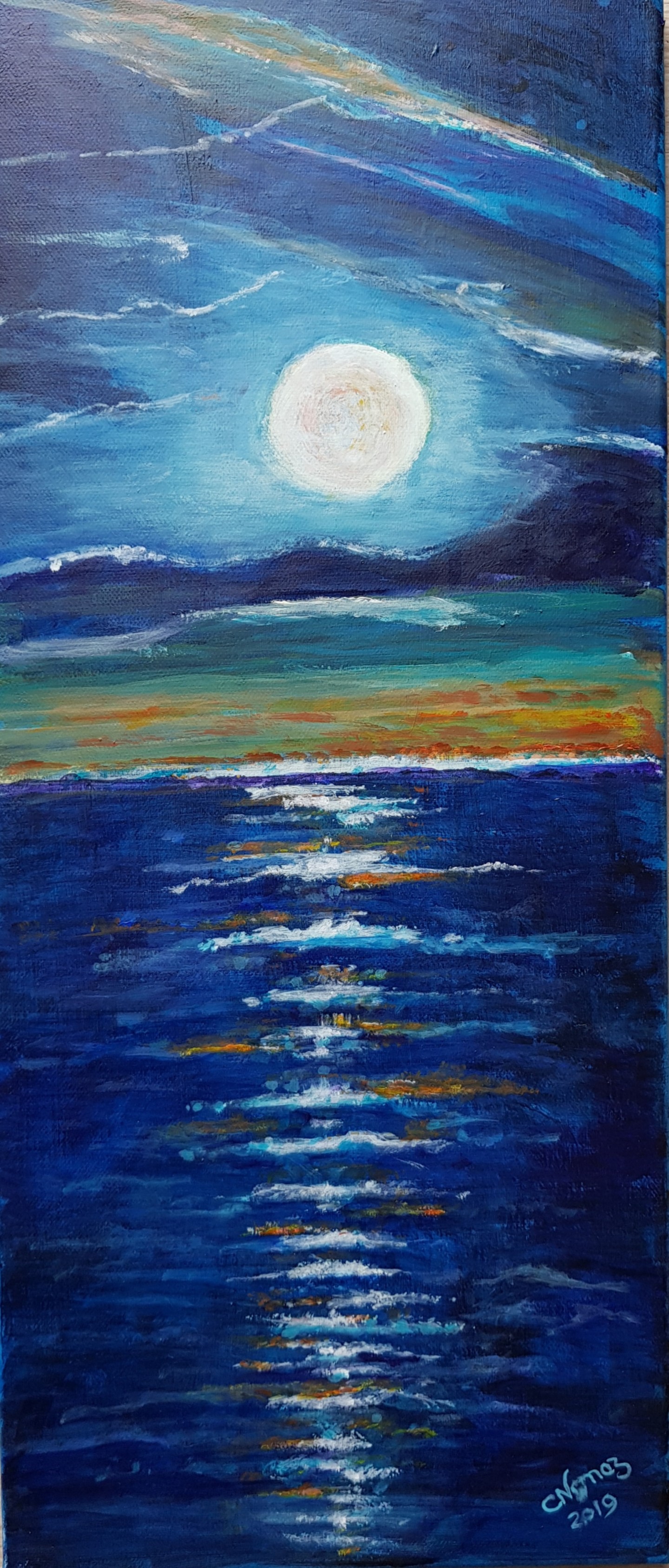 Clair De Lune Painting By Christine Nemoz Artmajeur