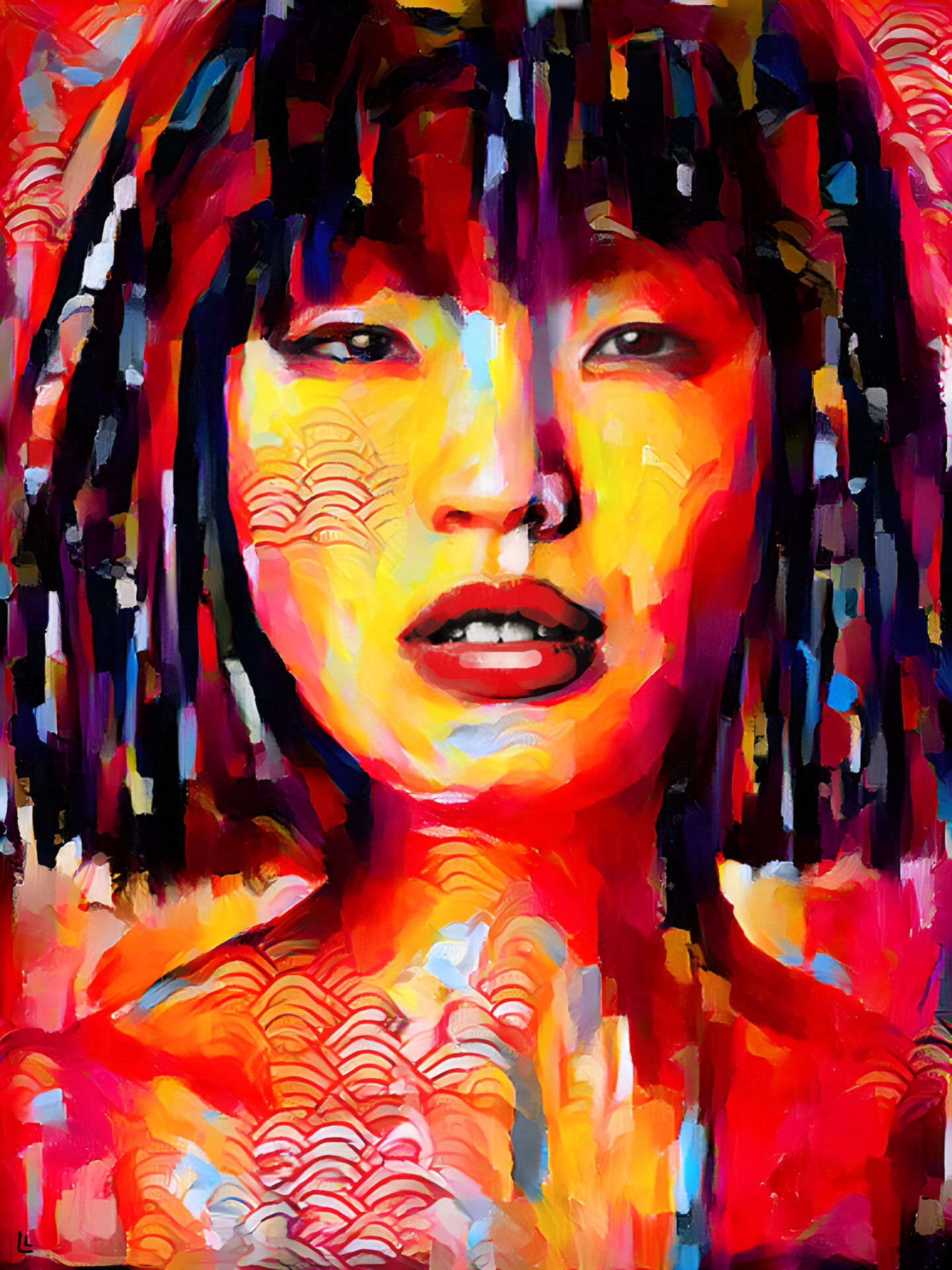 Pop Art, Woman Portrait Painting, Asian , 绘画 由Leah Larisa Bunshaft