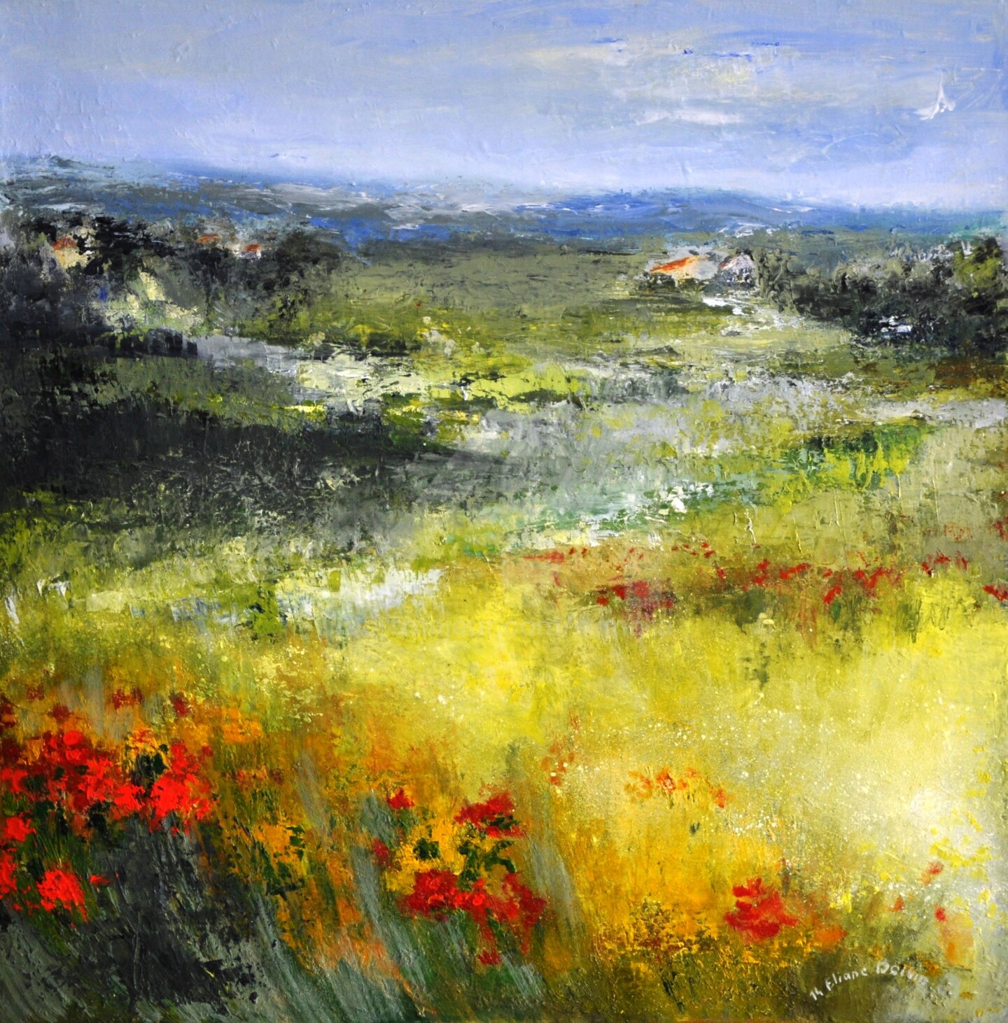 Coquelicots du sud 60x60 Peinture par Eliane Boivin Coquelicots du sud 60x60 Peinture par Eliane Boivin