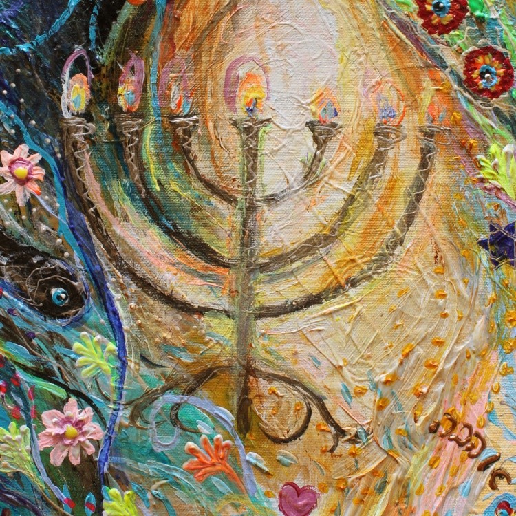 Under The Light Of Menorah, Painting by Elena Kotliarker Artmajeur