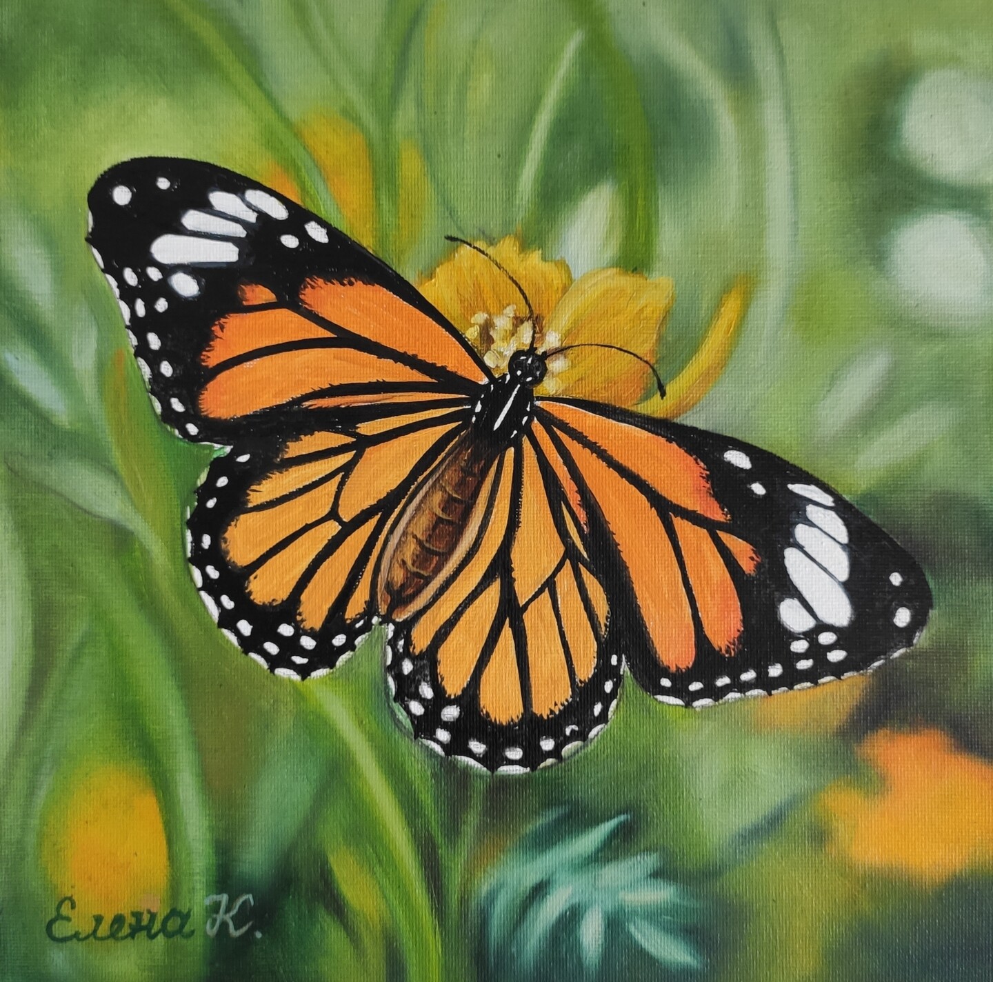 Monarch Butterfly Painting: Acrylic Insect Art Small - Shop